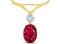 Star K Oval 8x6mm Created Ruby V Shaped Pendant Necklace