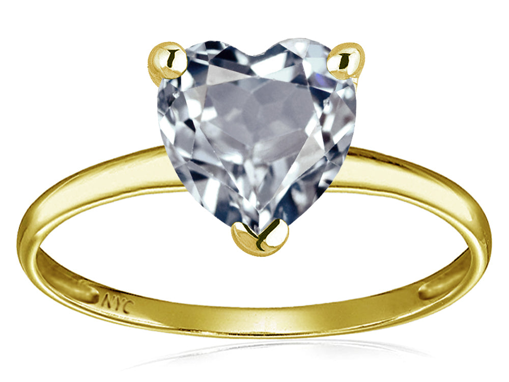 Original Star K Genuine Aquamarine Heart Shape 8mm Solitaire Engagement Ring