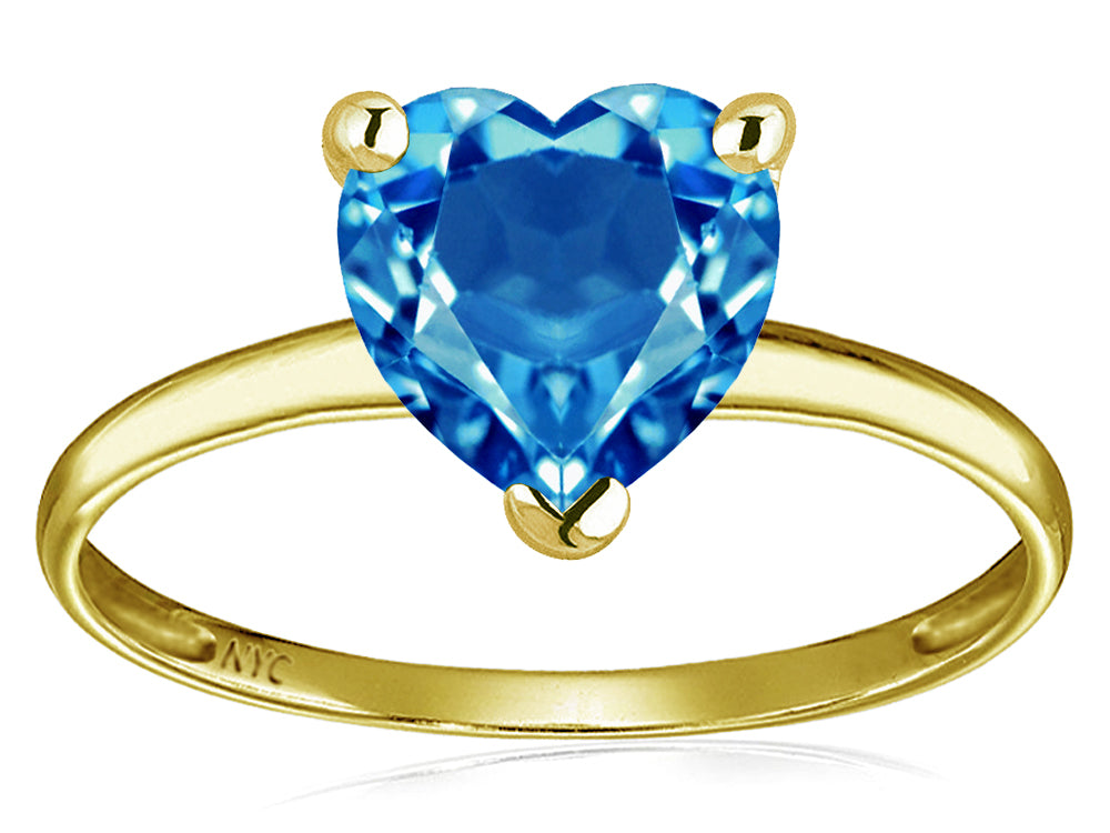 Original Star K Genuine Blue Topaz Heart Shape 8mm Solitaire Engagement Ring