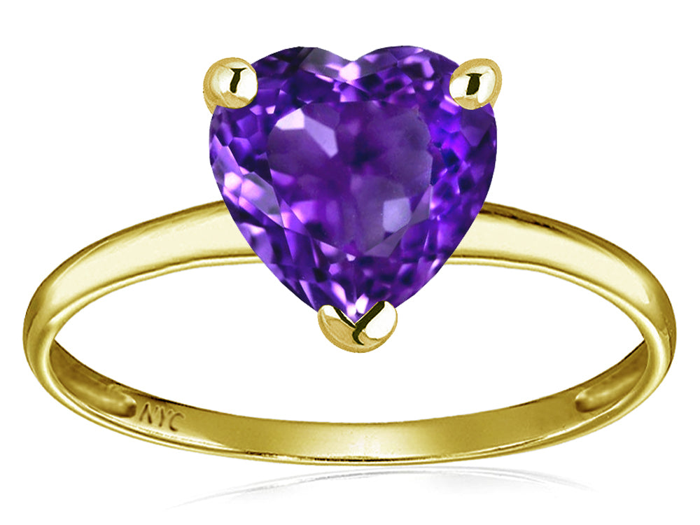 Original Star K Genuine Amethyst Heart Shape 8mm Solitaire Engagement Ring