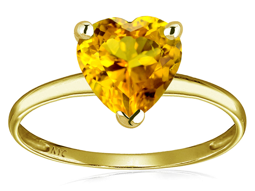 Original Star K Genuine Citrine Heart Shape 8mm Solitaire Engagement Ring