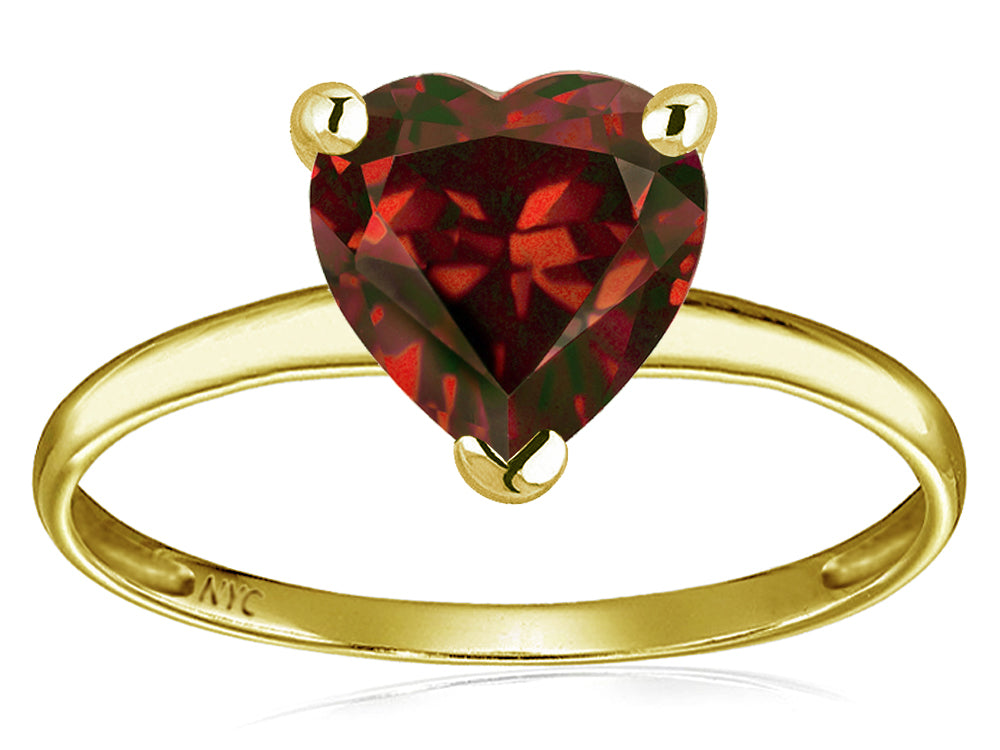 Original Star K Genuine Garnet Heart Shape 8mm Solitaire Engagement Ring