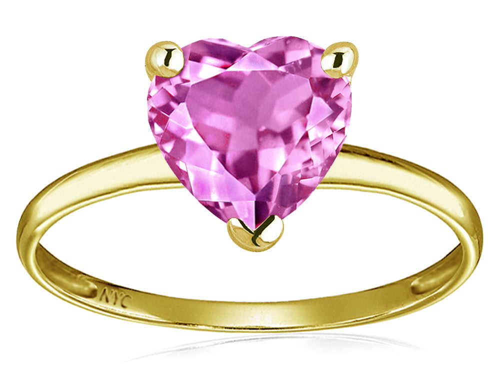 Original Star K Created Pink Sapphire Heart Shape 8mm Solitaire Engagement Ring