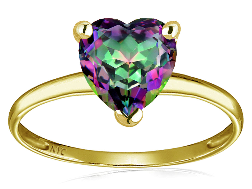 Original Star K Mystic Rainbow Topaz Heart Shape 8mm Solitaire Engagement Ring