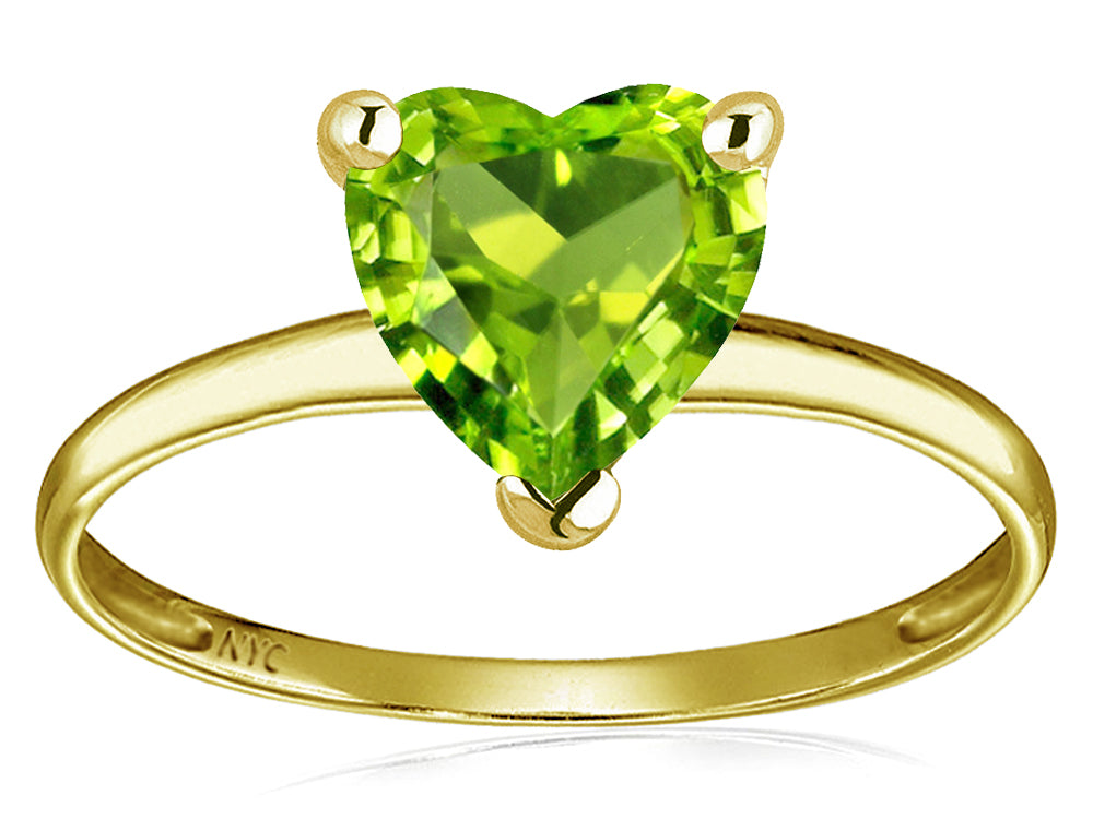 Original Star K Genuine Peridot Heart Shape 8mm Solitaire Engagement Ring