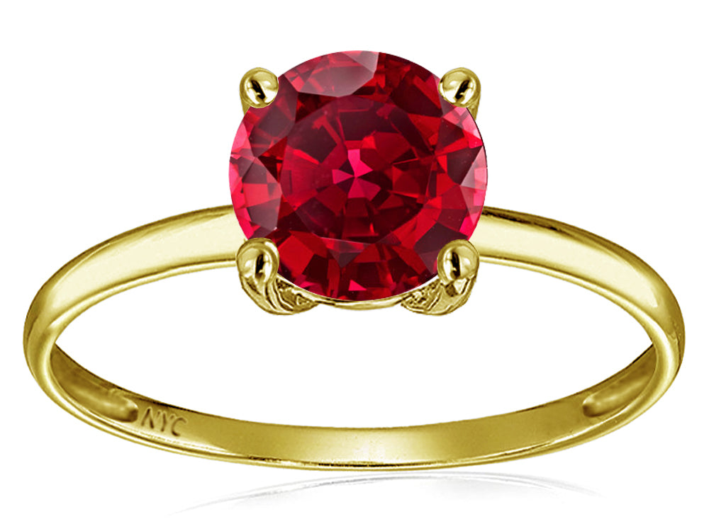 Original Star K 7mm Round Created Ruby Solitaire Engagement Ring