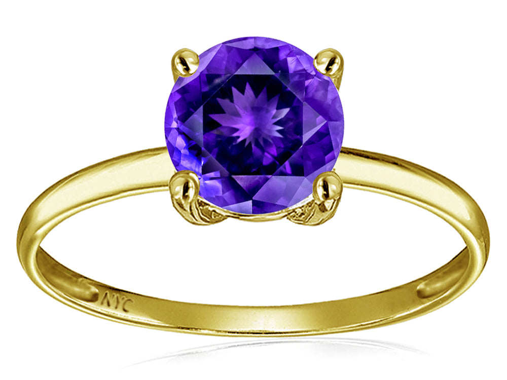 Original Star K 7mm Round Genuine Amethyst Solitaire Engagement Ring