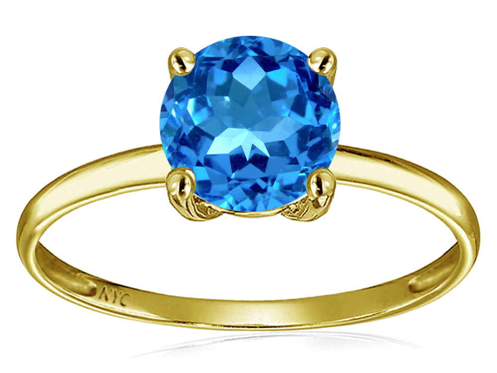 Original Star K 7mm Round Blue Topaz Solitaire Engagement Ring