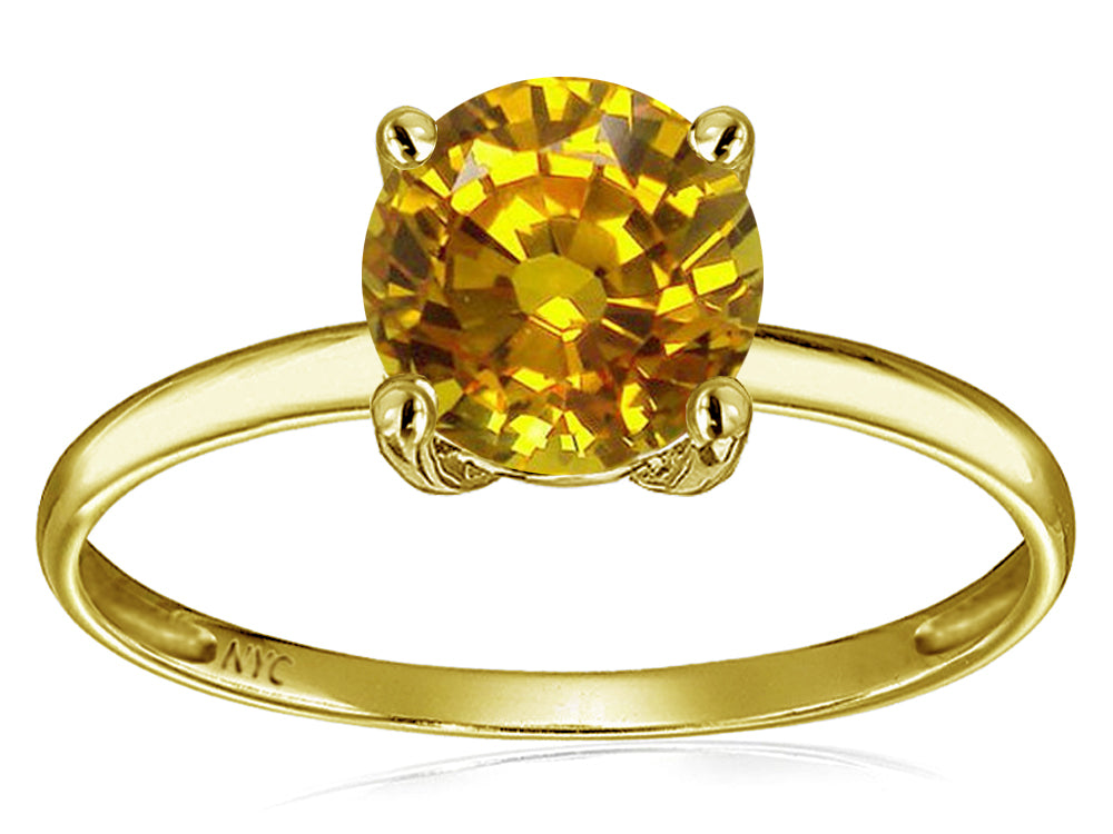 Original Star K 7mm Round Genuine Citrine Solitaire Engagement Ring