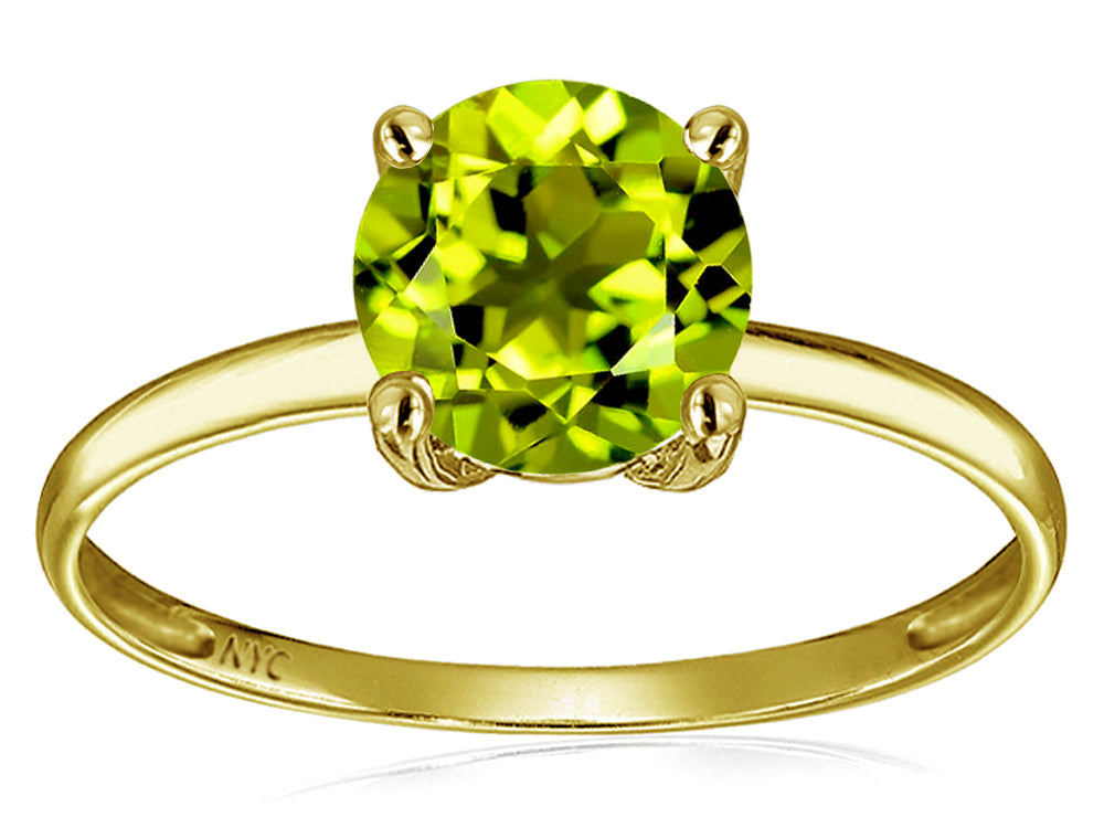 Original Star K 7mm Round Genuine Peridot Solitaire Engagement Ring