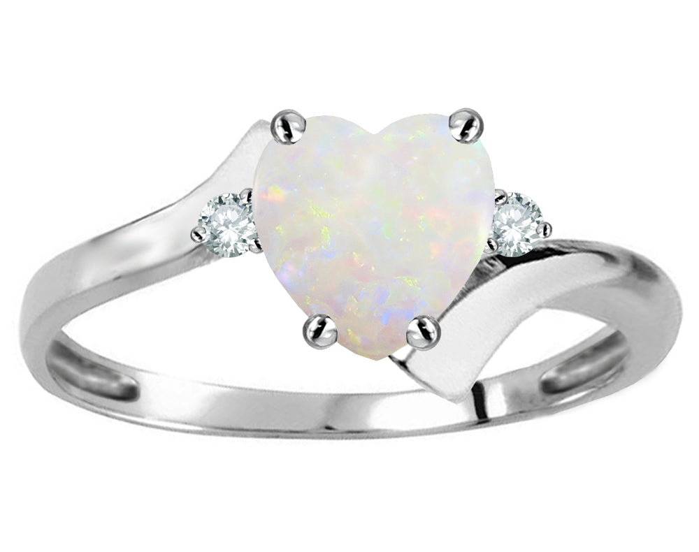 Original Star K Heart Shape 6mm Genuine Opal bypass Ring