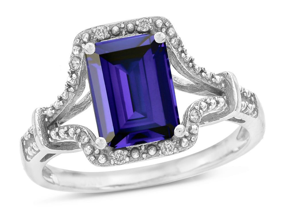 Star K Octagon Emerald Cut 8x6 Genuine Iolite Vintage Look Split Shank Ring