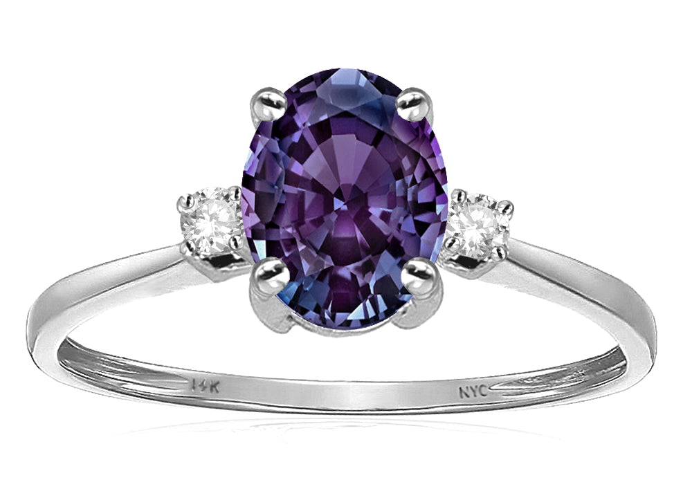 Star K Oval 8x6mm Simulated Alexandrite Engagement Promise Ring