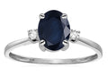 Star K Oval 8x6mm Genuine Black Sapphire Engagement Promise Ring