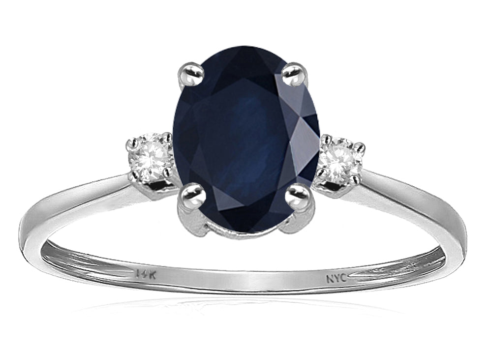 Star K Oval 8x6mm Genuine Black Sapphire Engagement Promise Ring