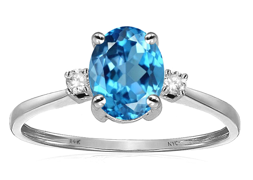 Star K Oval 8x6mm Genuine Blue Topaz Engagement Promise Ring