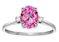 Star K Oval 8x6mm Created Pink Sapphire Engagement Promise Ring