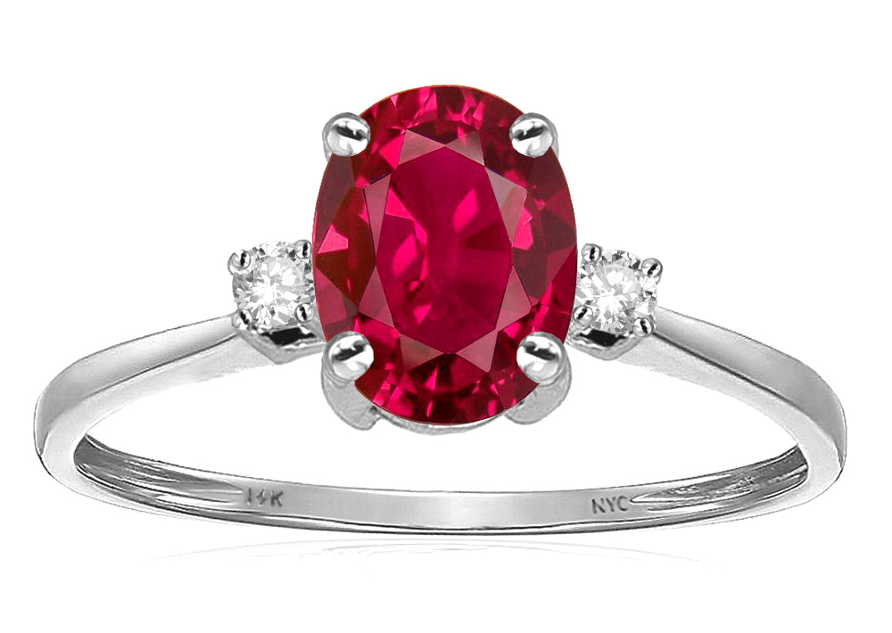 Star K Oval 8x6mm Created Ruby Engagement Promise Ring