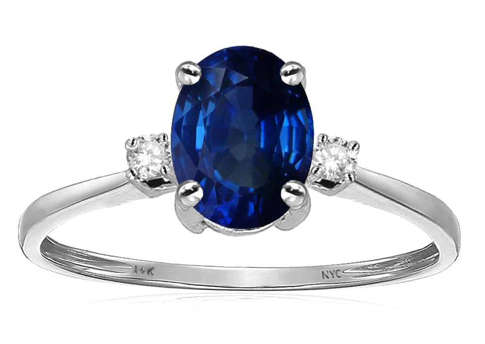 Star K Oval 8x6mm Created Sapphire Engagement Promise Ring