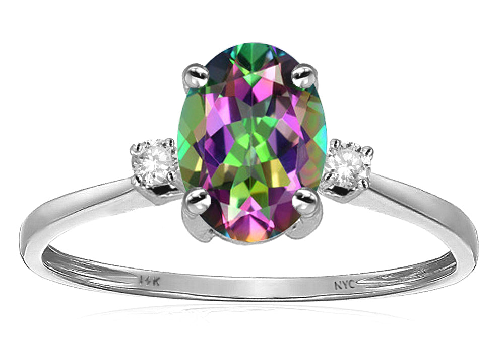 Star K Oval 8x6mm Mystic Topaz Engagement Promise Ring