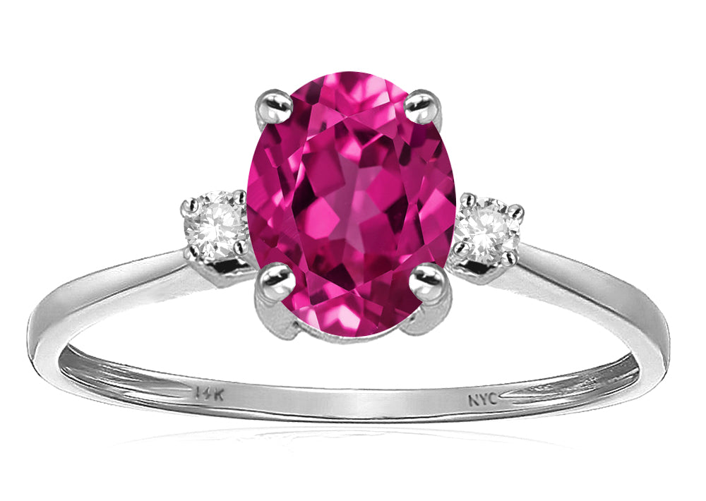 Star K Oval 8x6mm Simulated Pink Tourmaline Engagement Promise Ring