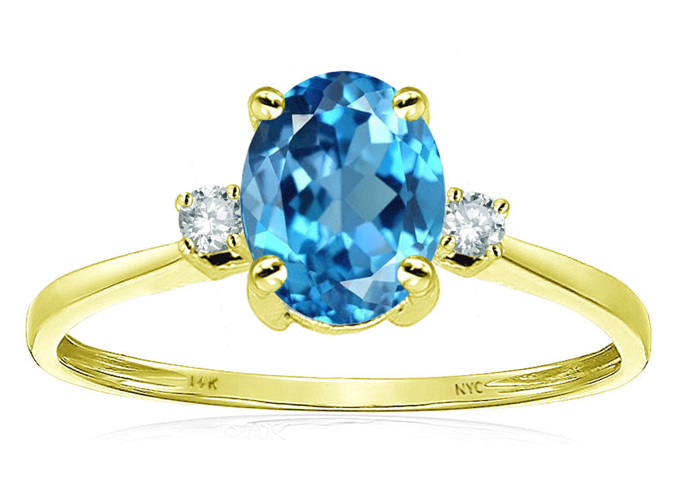 Star K Oval 8x6mm Genuine Blue Topaz Engagement Promise Ring