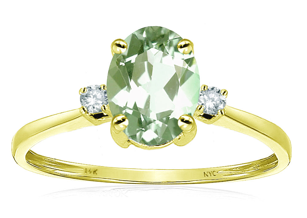 Star K Oval 8x6mm Genuine Green Amethyst Engagement Promise Ring
