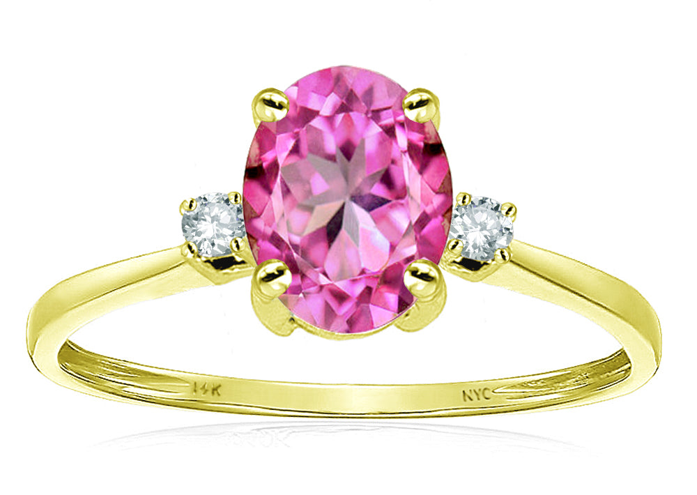 Star K Oval 8x6mm Created Pink Sapphire Engagement Promise Ring
