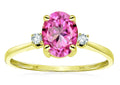 Star K Oval 8x6mm Created Pink Sapphire Engagement Promise Ring