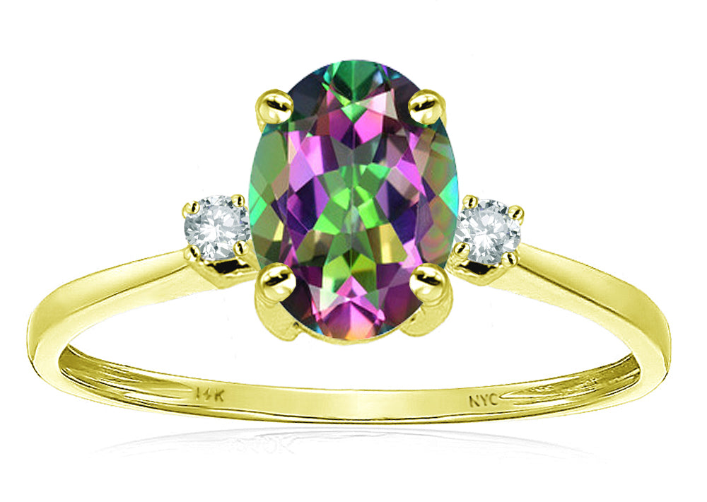 Star K Oval 8x6mm Mystic Topaz Engagement Promise Ring