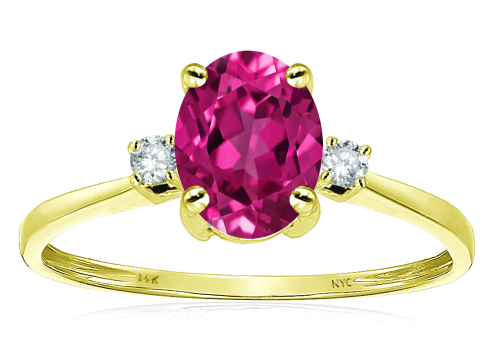 Star K Oval 8x6mm Simulated Pink Tourmaline Engagement Promise Ring