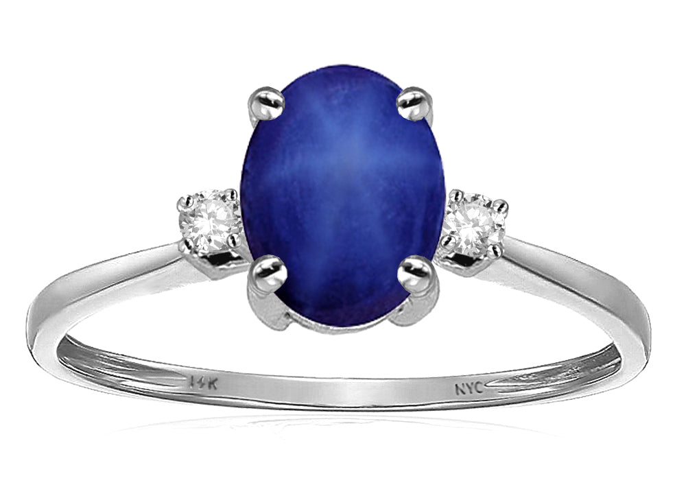 Star K Oval 8x6mm Created Star Sapphire Engagement Promise Ring