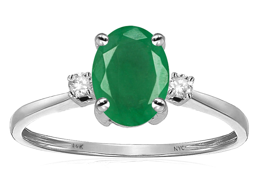 Star K Oval 8x6mm Genuine Emerald Engagement Promise Ring