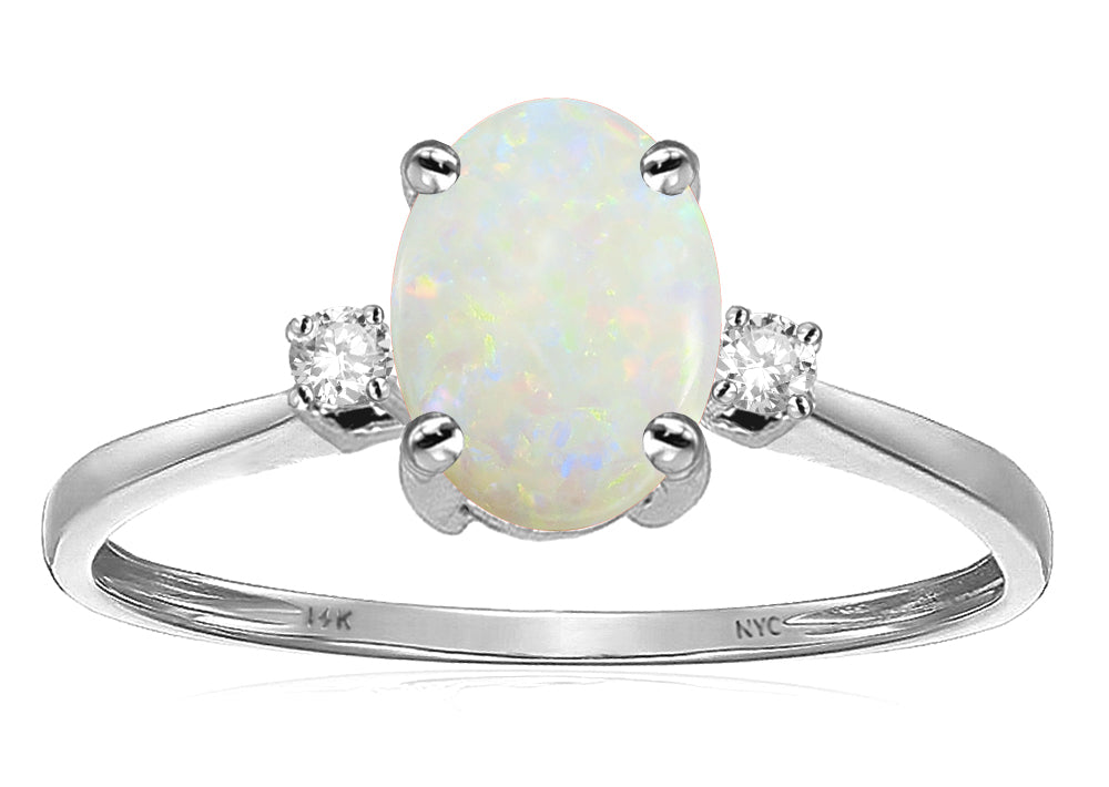 Star K Oval 8x6mm Genuine Opal Engagement Promise Ring