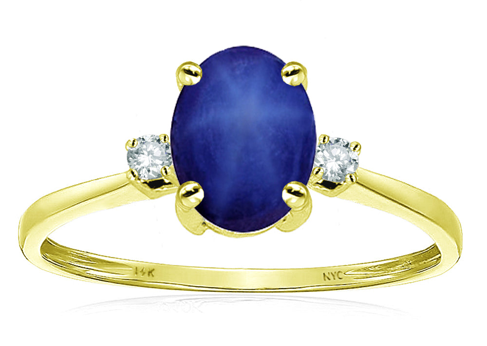 Star K Oval 8x6mm Created Star Sapphire Engagement Promise Ring