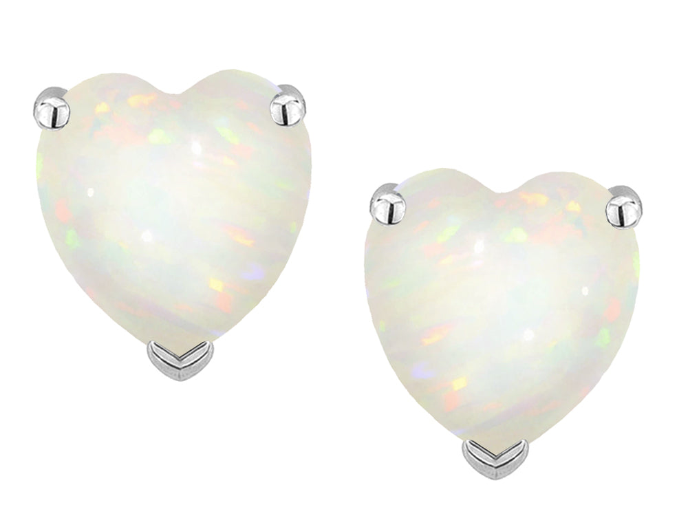Star K Heart Shape 6mm Genuine Opal Earrings Studs