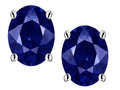 Star K Created Sapphire Oval 8x6mm Earrings Studs