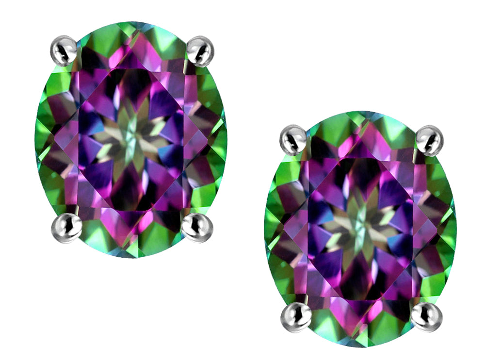 Star K Mystic Topaz 8x6mm Oval Earrings Studs
