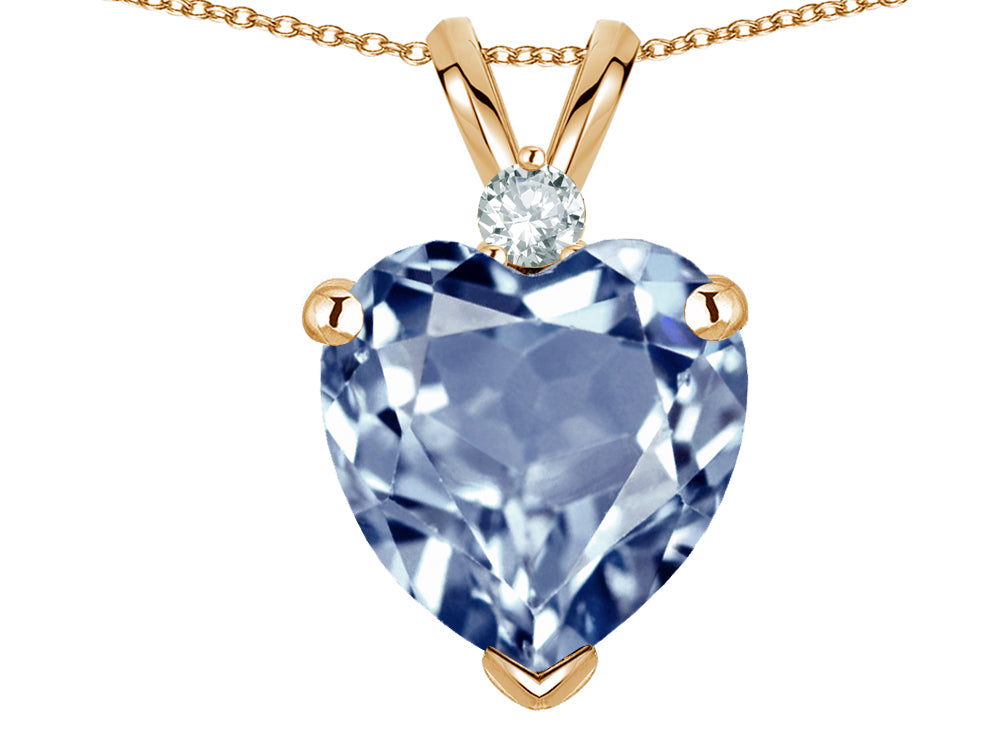 Star K 8mm Simulated Aquamarine Heart Pendant Necklace