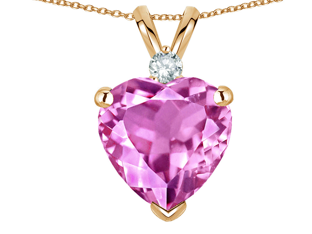 Star K 8mm Created Pink Sapphire Heart Pendant Necklace