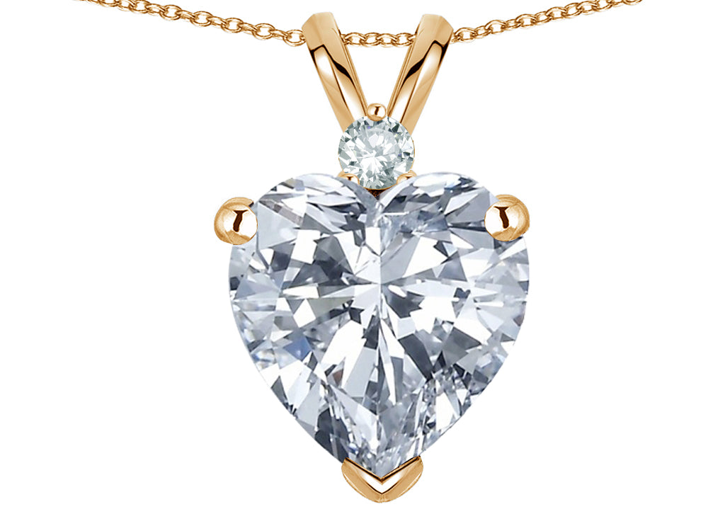 Star K 8mm Genuine White Topaz Heart Pendant Necklace