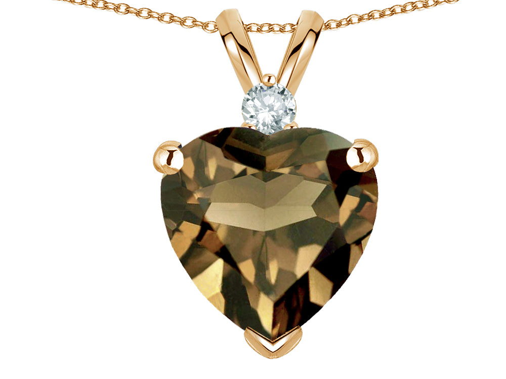 Star K 8mm Genuine Smoky Quartz Heart Pendant Necklace