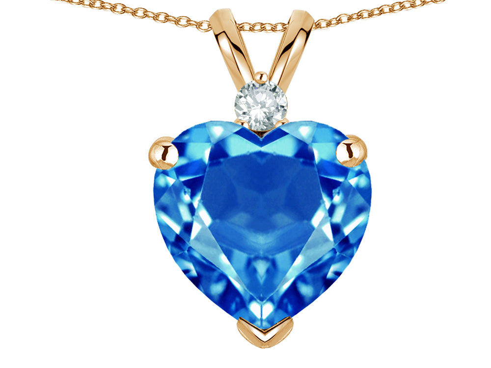 Star K 8mm Genuine Blue Topaz Heart Pendant Necklace