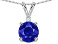 Star K Classic Round 7mm One Stone Created Sapphire Pendant Necklace