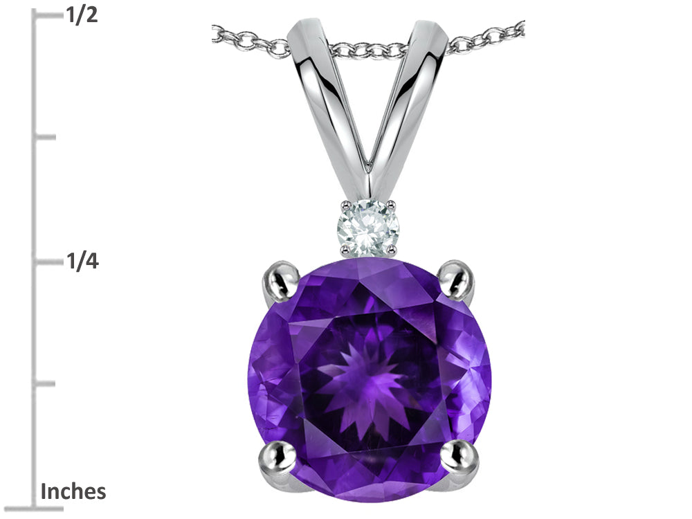 Star K Classic Round 7mm One Stone Genuine Amethyst Pendant Necklace
