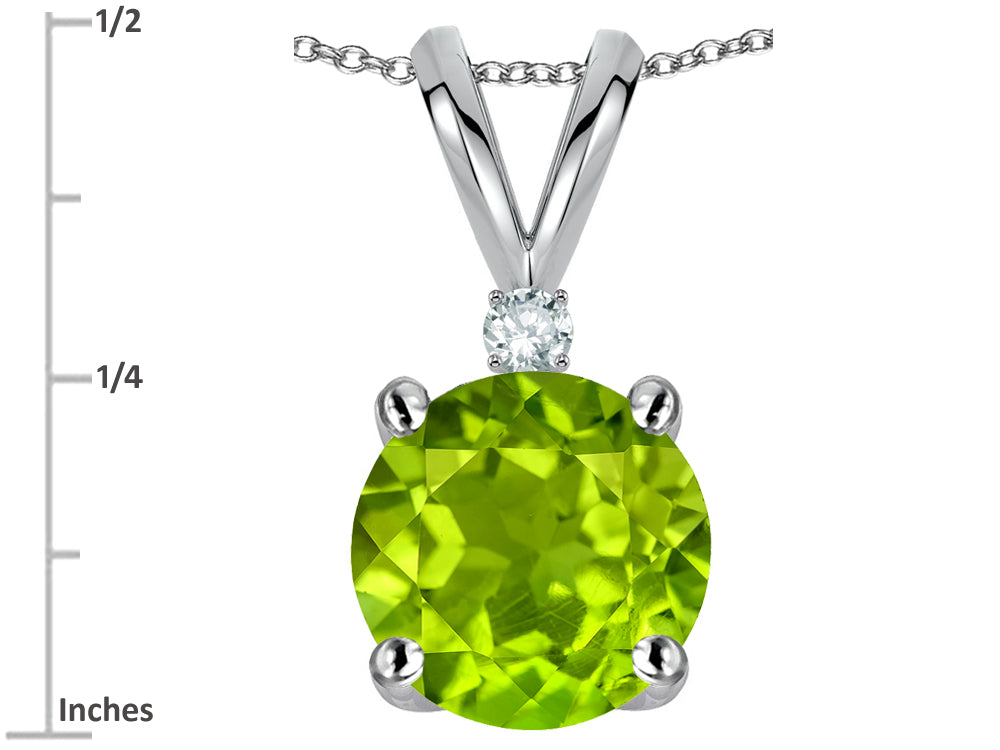 Star K Classic Round 7mm One Stone Genuine Peridot Pendant Necklace
