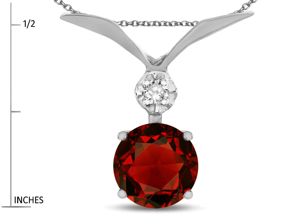 Star K Round 7mm Genuine Garnet Pendant Necklace