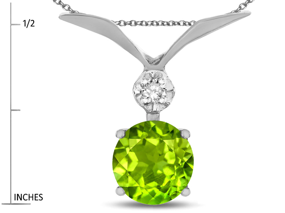 Star K Round 7mm Genuine Peridot Pendant Necklace