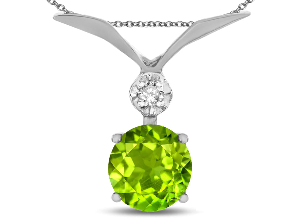 Star K Round 7mm Genuine Peridot Pendant Necklace