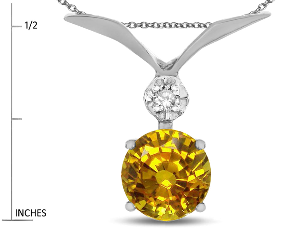 Star K Round 7mm Genuine Citrine Pendant Necklace